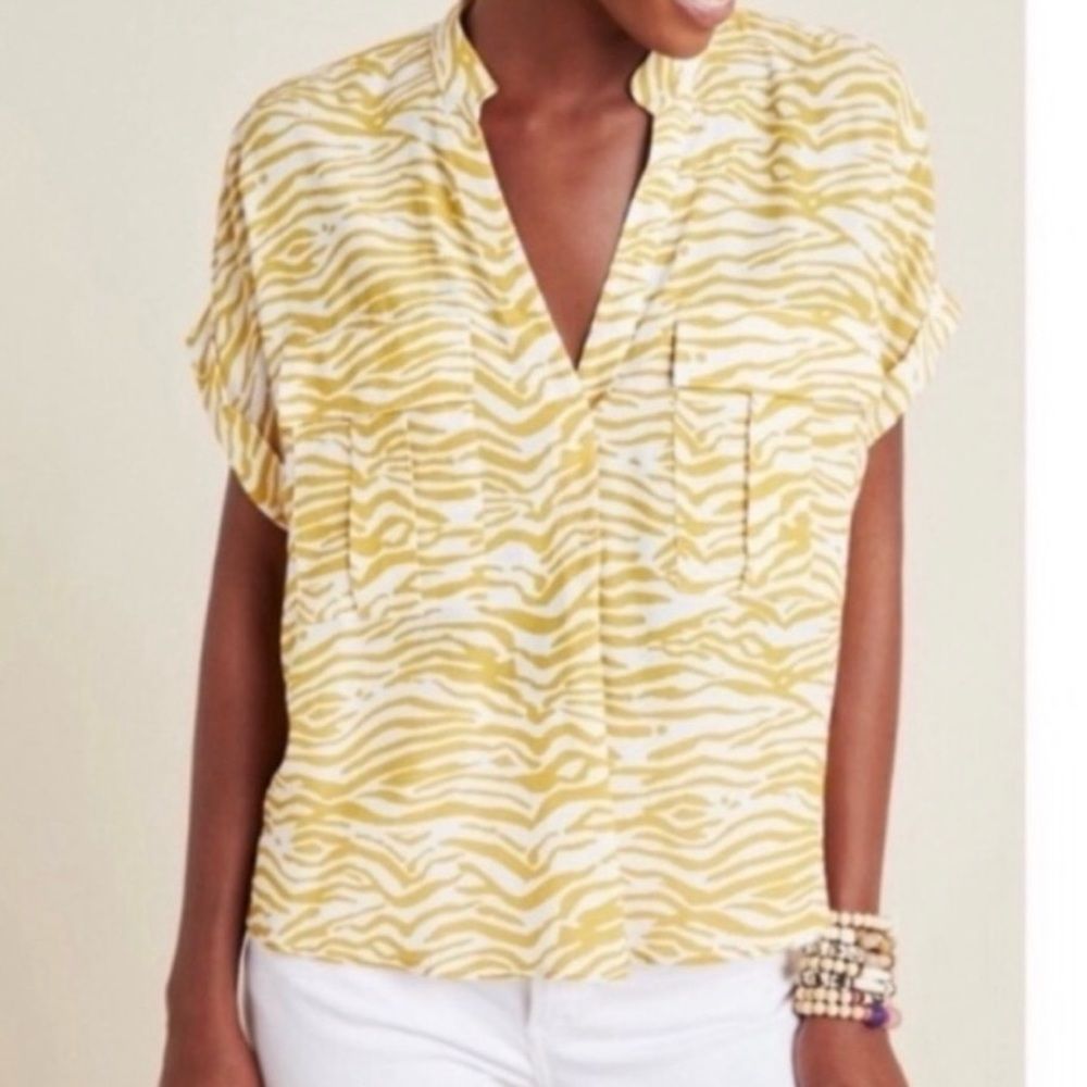 Maeve Anthropologie Women’s L Zebra Print Dolman Sleeve Blouse